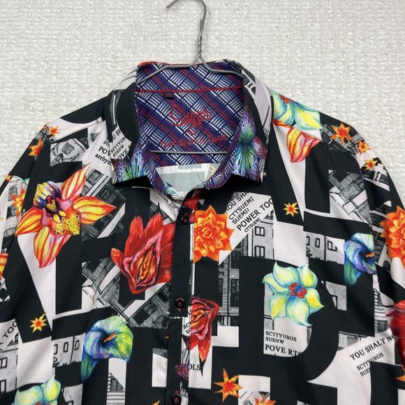 Sugar That Shirt Is Sweet Abstract Floral AOP Colorful Button Up Shirt Men XXL - Picture 8 of 13